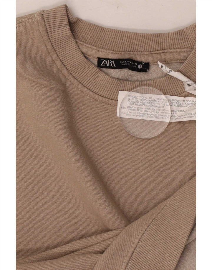 Женский свитер Zara UK 14, большой коричневый хлопок