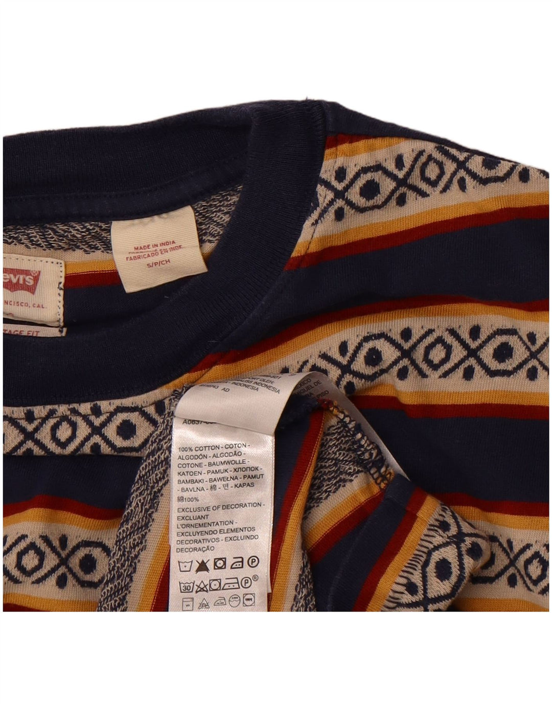 LEVI'S Mens T-Shirt Top Small Multicoloured Striped Cotton