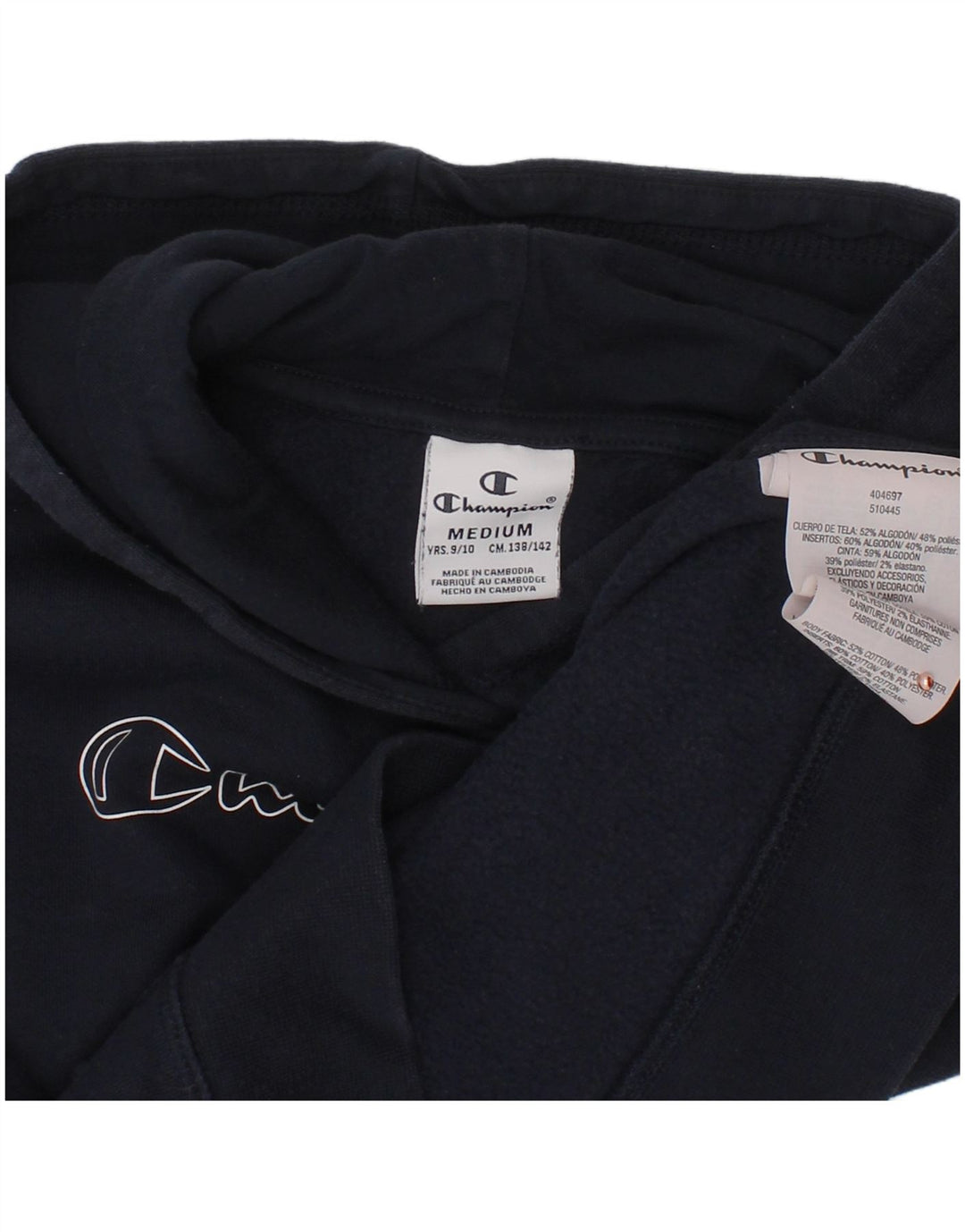 Джемпер с капюшоном CHAMPION для девочек 9–10 лет, средний темно-синий, хлопок