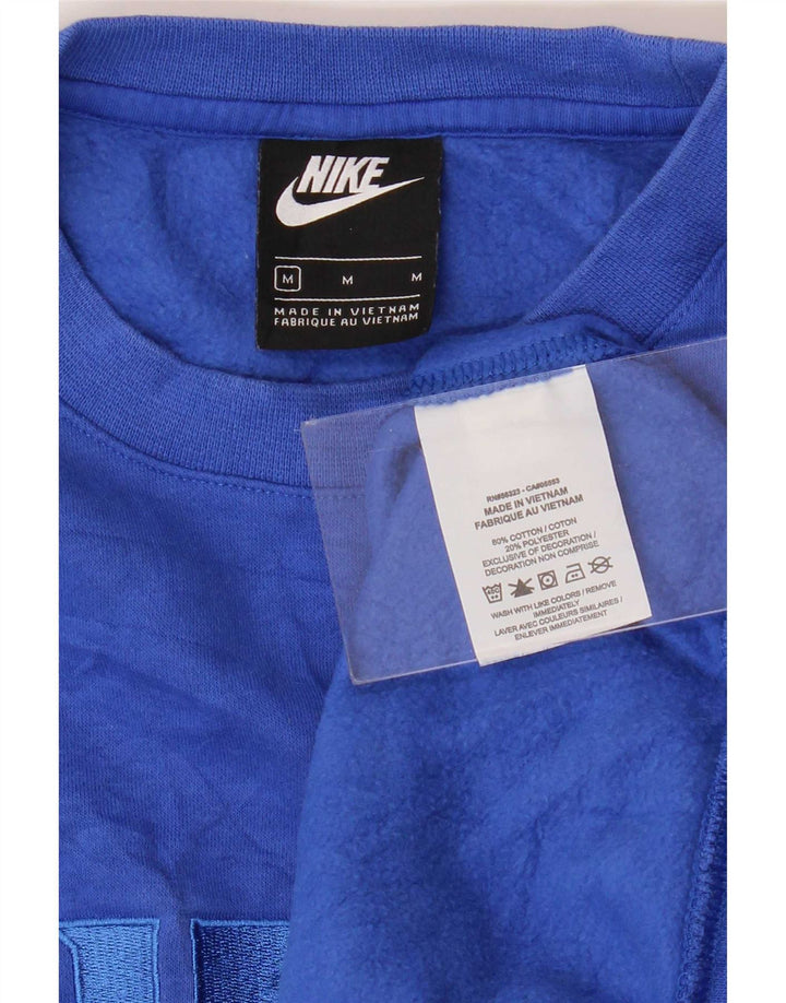 Мужской свитер с рисунком Nike, хлопковый джемпер среднего синего цвета