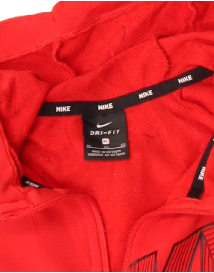 Женский свитер с капюшоном и молнией с графическим рисунком Nike Dri Fit UK 18 XL, красный полиэстер