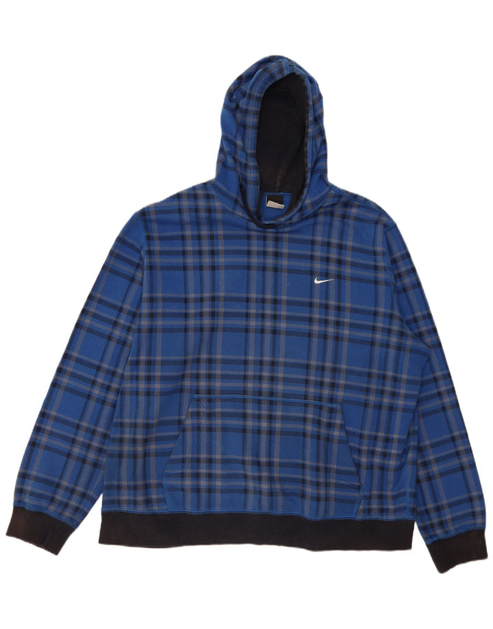 Мужской джемпер с капюшоном Nike 2XL, синий в клетку, хлопок