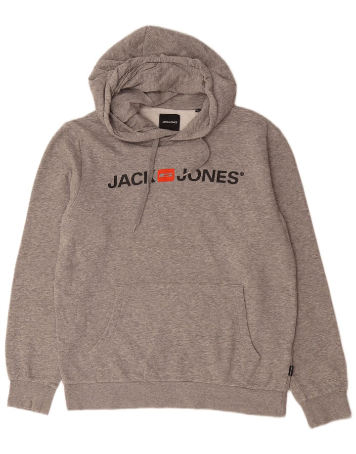 Мужской джемпер с капюшоном Jack & Jones с рисунком, средний серый в крапинку