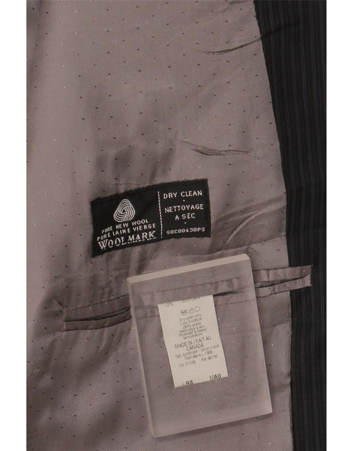 Мужской удлиненный пиджак Calvin Klein UK 44 2XL, черный в тонкую полоску, новая шерсть