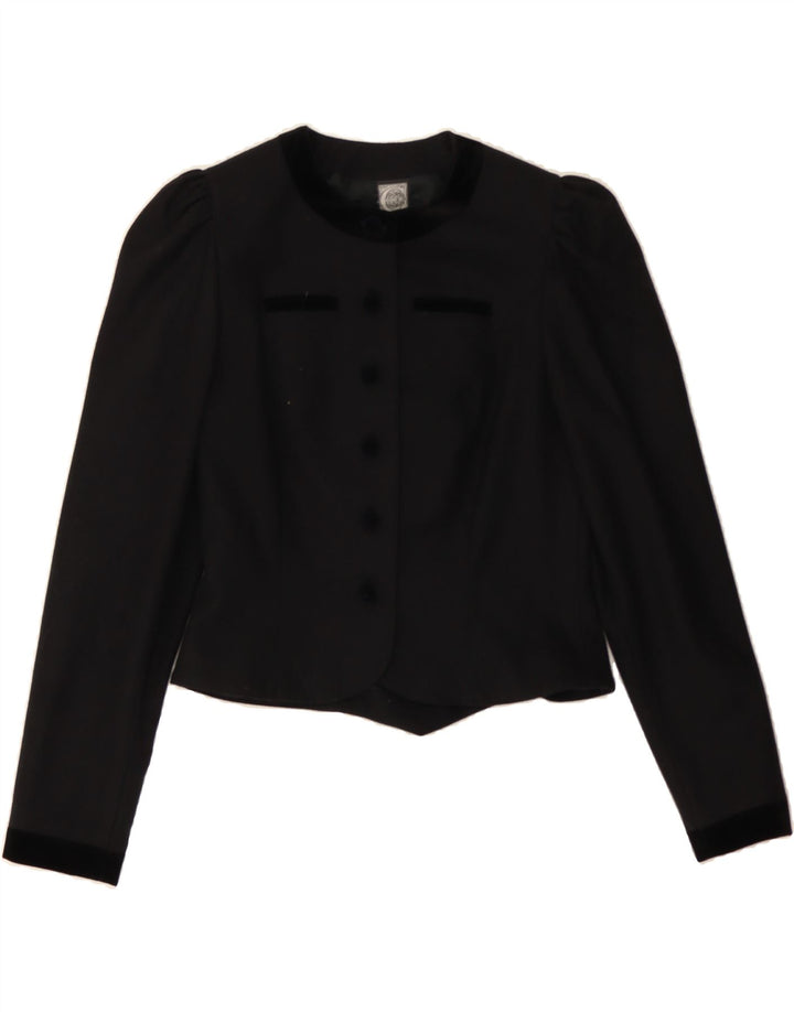EGER Womens Crop 5 Button Blazer Jacket EU 36 Small Black New Wool Vintage Eger and Second-Hand Eger from Messina Hembry 