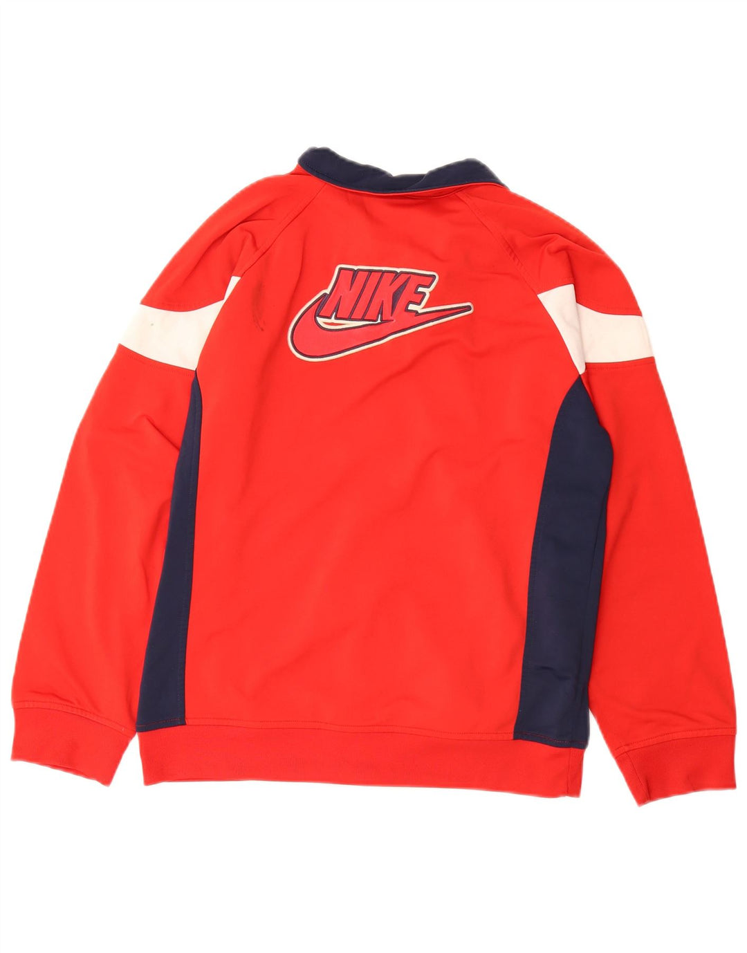 NIKE Boys Graphic Tracksuit Top Jacket 12-13 Years Large Red Colourblock