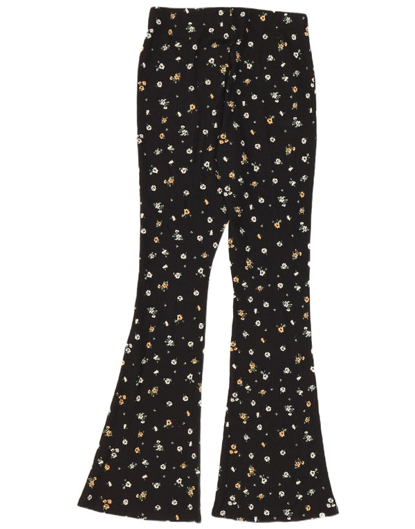 Женские леггинсы-клеш Topshop UK 10, маленькие W26 L31, черный полиэстер с цветочным принтом