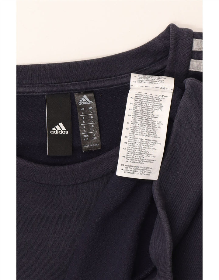 ADIDAS Mens Sweatshirt Jumper Large Navy Blue Cotton