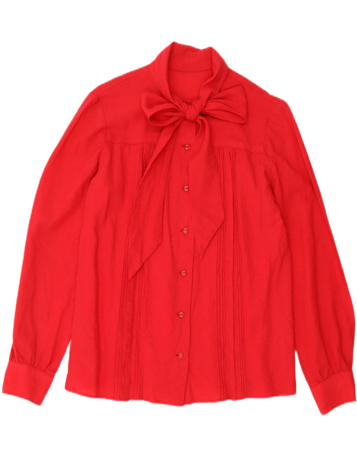 VINTAGE Womens Front Tie Shirt Blouse UK 12 Medium Red Vintage Vintage and Second-Hand Vintage from Messina Hembry 