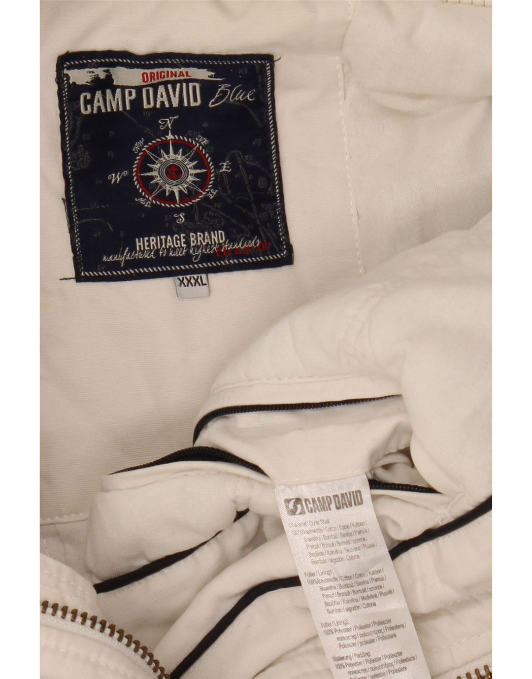 Мужская куртка-бомбер с рисунком Camp David UK 46 3XL, белый хлопок