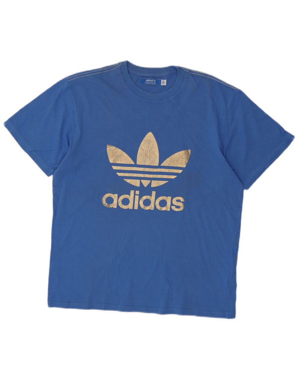Мужская футболка Adidas с рисунком, большой синий хлопок