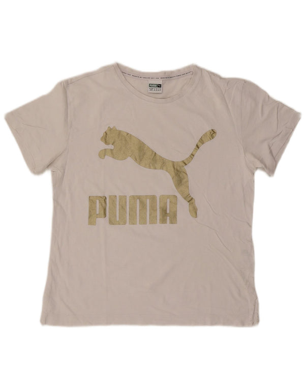 Женская футболка с рисунком Puma Top UK 14, средний белый хлопок, белый цвет