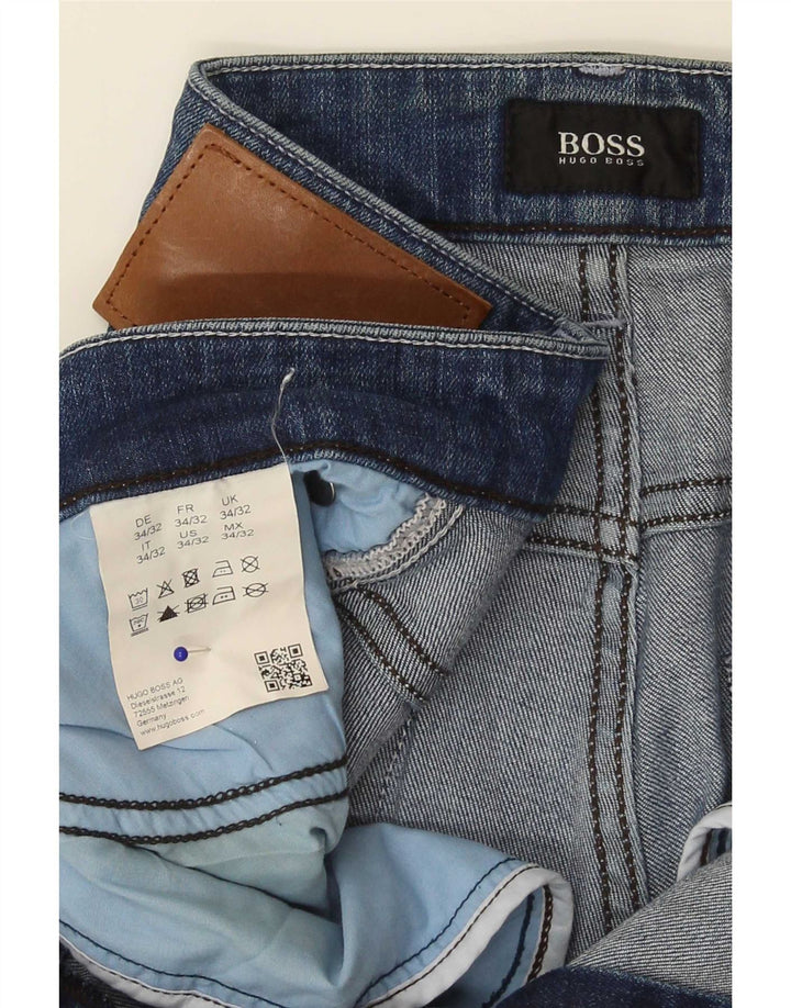 Мужские узкие джинсы Hugo Boss W34 L32 синие, хлопок