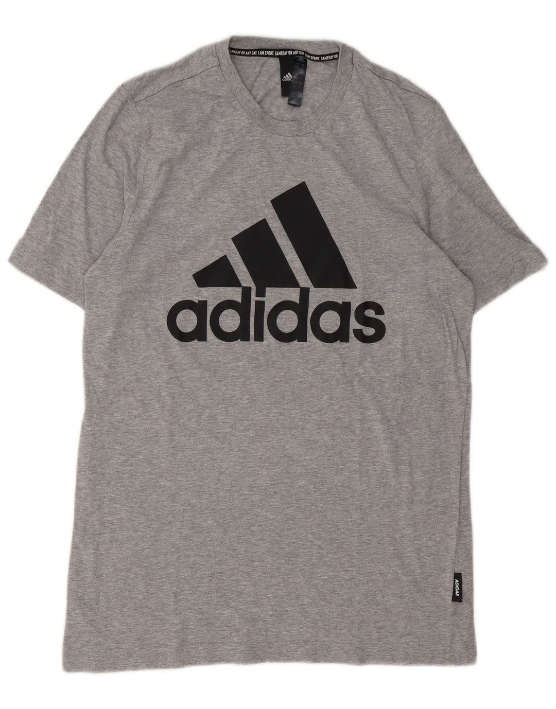 Мужская футболка ADIDAS с рисунком, хлопковый топ среднего серого цвета с крапинками