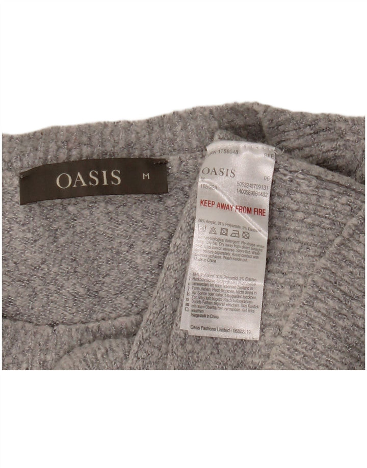 Женский укороченный джемпер с круглым вырезом Oasis UK 12, средний серый акрил