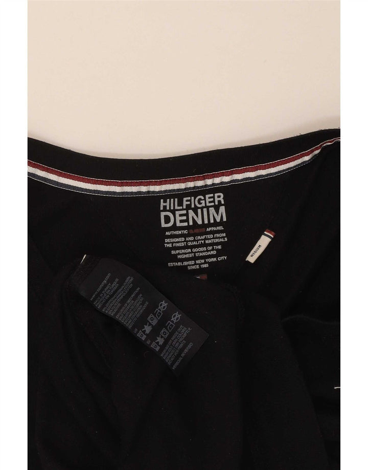 Женский топ Tommy Hilfiger с длинным рукавом UK 12, средний черный хлопок