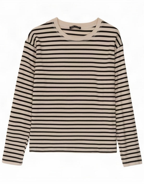 Zara Женский топ с длинным рукавом UK 10, маленькая белая полоска