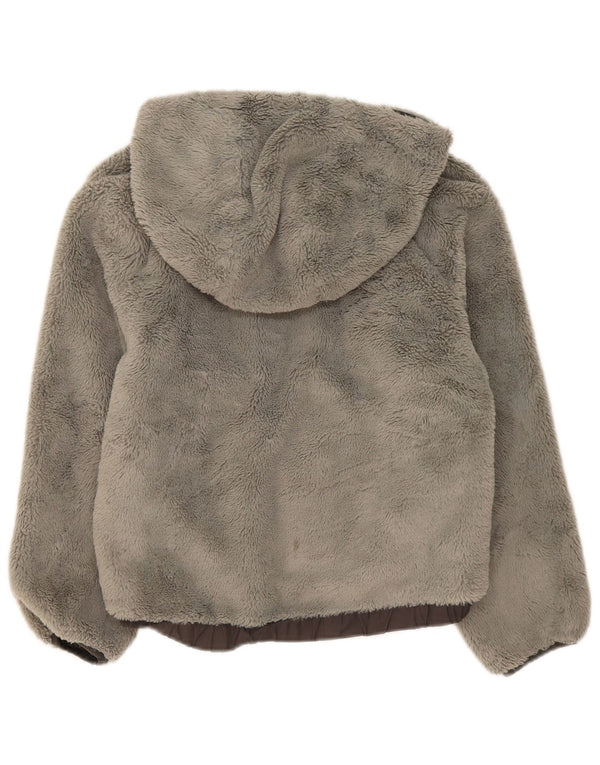 Флисовая куртка с капюшоном Zara Teddy Bear для девочек 11–12 лет, серый полиамид
