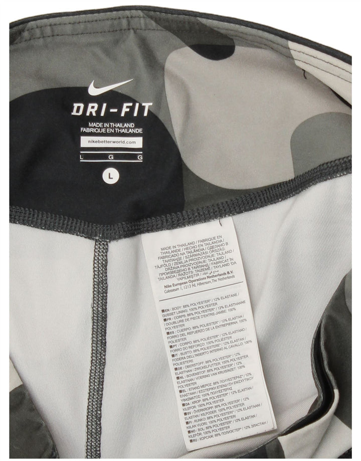 Женские леггинсы Nike Dri Fit UK 14, большой серый камуфляжный полиэстер