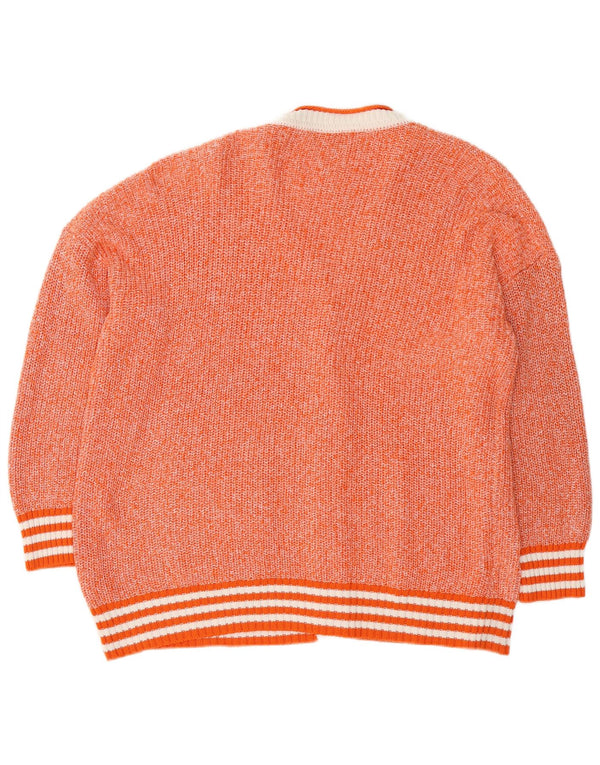 Vintage Womens Cardigan Sweater UK 20 2XL Orange Flecked Acrylic