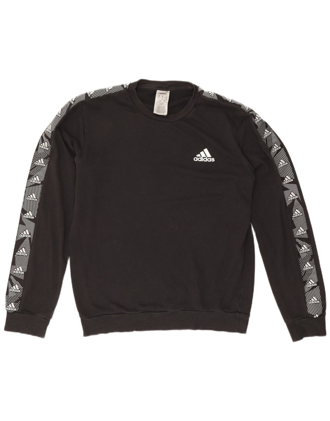 Мужской свитшот Adidas с рисунком, хлопковый джемпер среднего размера, черный