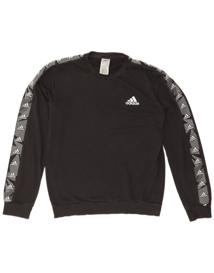 Мужской свитшот Adidas с рисунком, хлопковый джемпер среднего размера, черный
