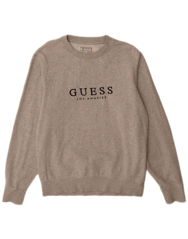 Мужской свитшот Guess с рисунком UK 34 XS, серый хлопок с крапинками