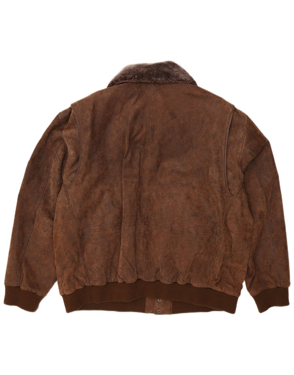 Мужская кожаная куртка Maddox UK 52 6XL Коричневая кожа