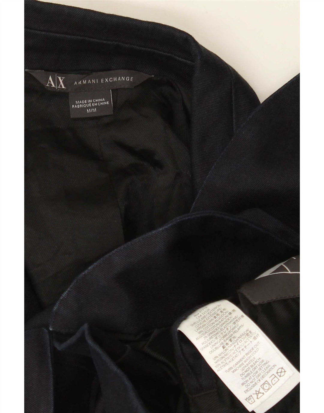 Мужской пиджак с 2 пуговицами Armani Exchange UK 38, средний темно-синий, хлопковый