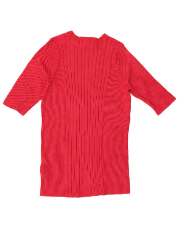 Marks & Spencer Womens 1/2 Sleeve Crew Neck Jumper Sweater UK 8 Small Pink