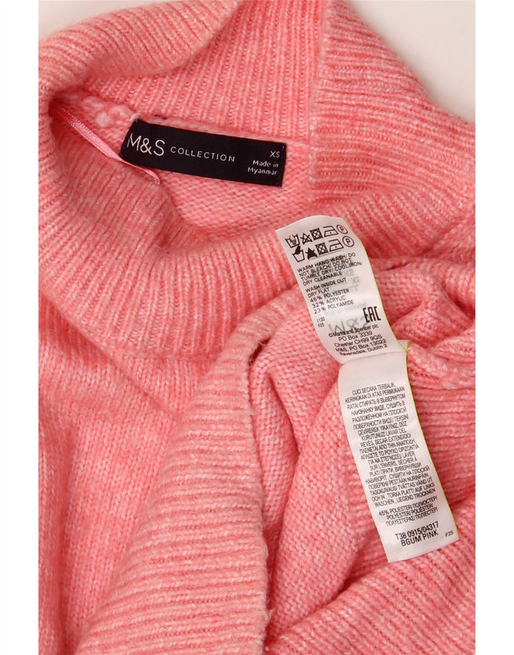 Женский свободный джемпер с высоким воротником MARKS & SPENCER UK 6 XS Розовый