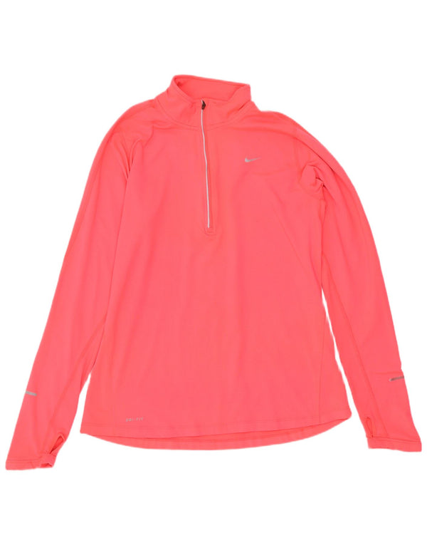 Женский спортивный костюм-пуловер с воротником на молнии Nike Dri Fit UK 12, средний розовый