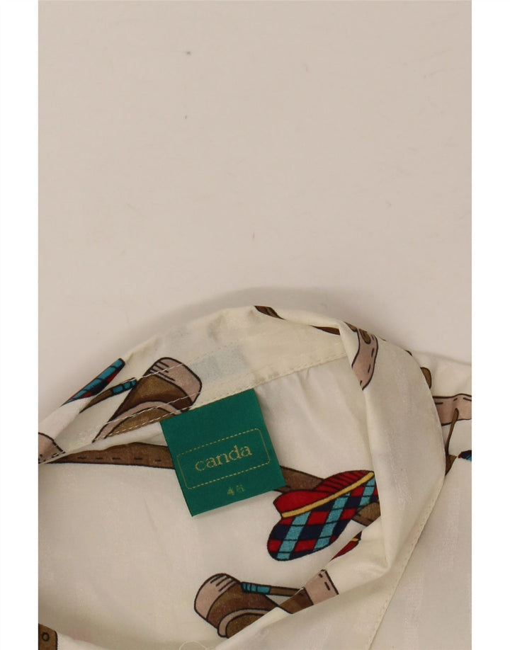 Женская блузка-рубашка с абстрактным узором CANDA IT 46, большой белый полиэстер