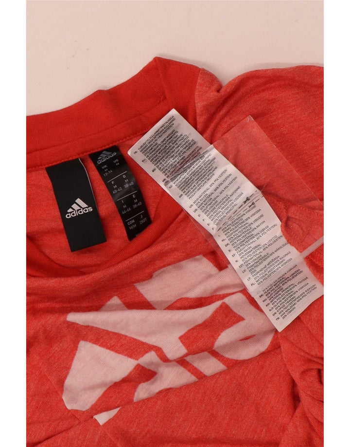 Женская футболка с рисунком Adidas Top UK 12/14, средний красный полиэстер