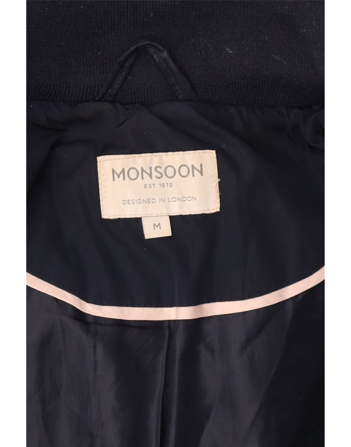 Женская утепленная куртка оверсайз с капюшоном Monsoon UK 14, средний темно-синий