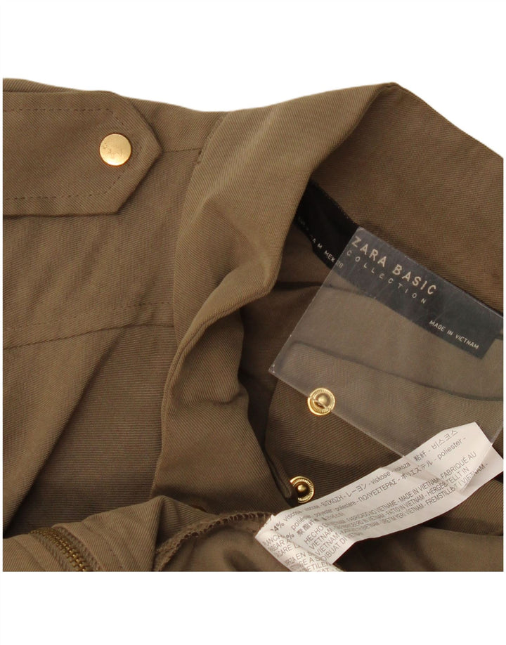 Женская куртка в стиле милитари Zara UK 14, средний хаки, вискоза
