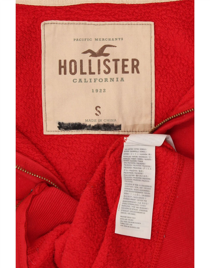 HOLLISTER Mens Graphic Zip Hoodie Sweater Small Red Vintage Hollister and Second-Hand Hollister from Messina Hembry 
