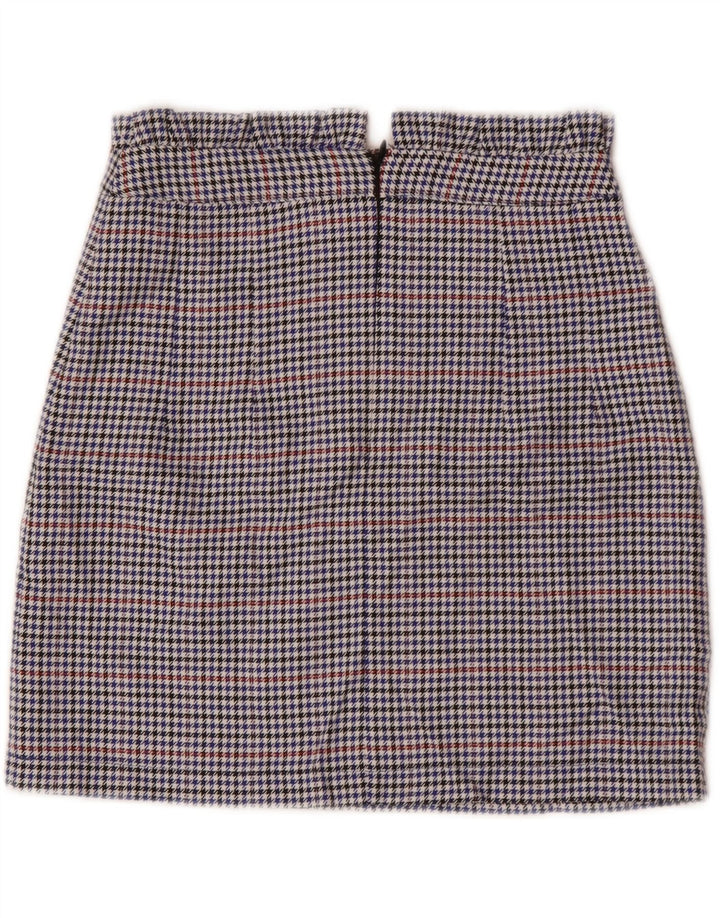 TOPSHOP Womens Mini Skirt UK 8 Small W26  Blue Houndstooth Polyester