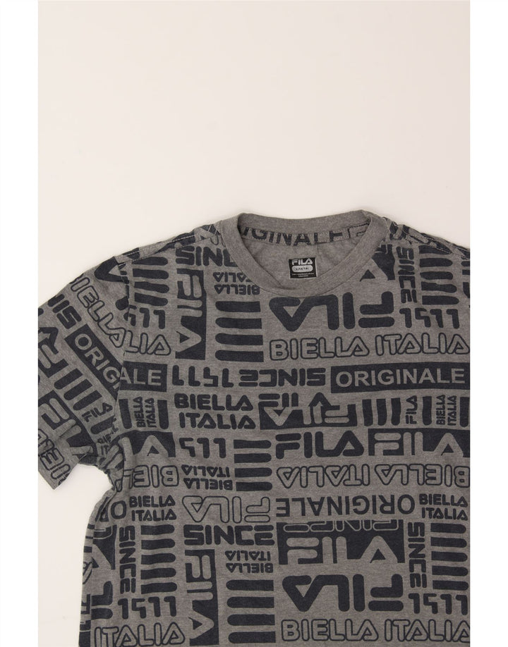 FILA Boys Graphic T-Shirt Top 14-15 Years Large  Grey Vintage Fila and Second-Hand Fila from Messina Hembry 