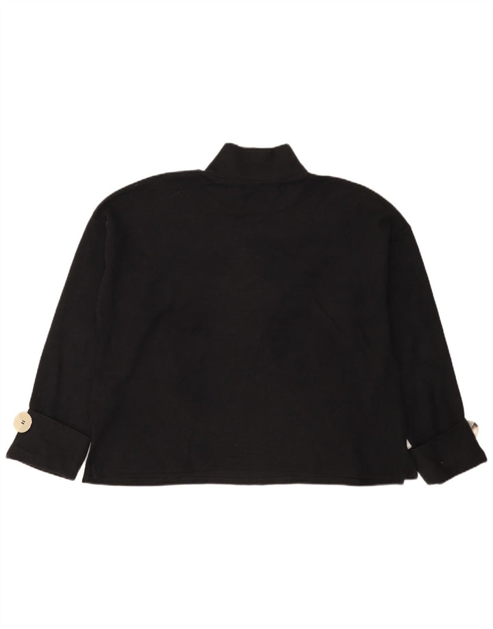 Женский топ оверсайз Zara UK 14 с длинным рукавом, средний черный хлопок