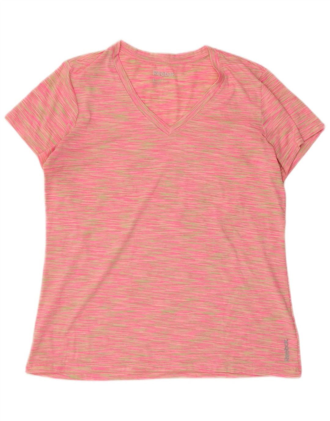 REEBOK Womens T-Shirt Top UK 14 Large Pink Pinstripe Polyester