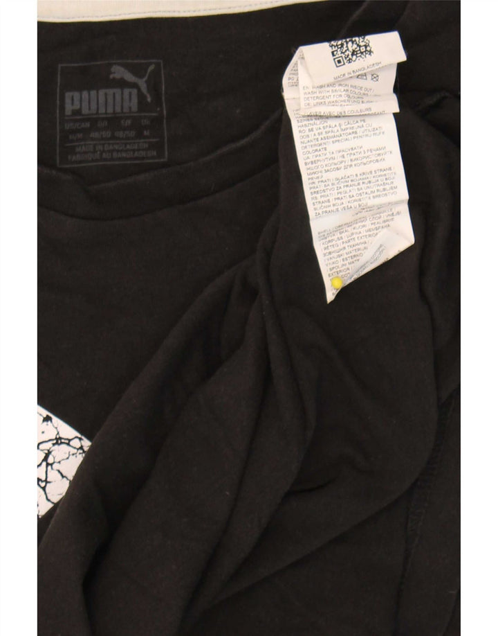 Мужская футболка с рисунком Puma, черный хлопок, средний размер