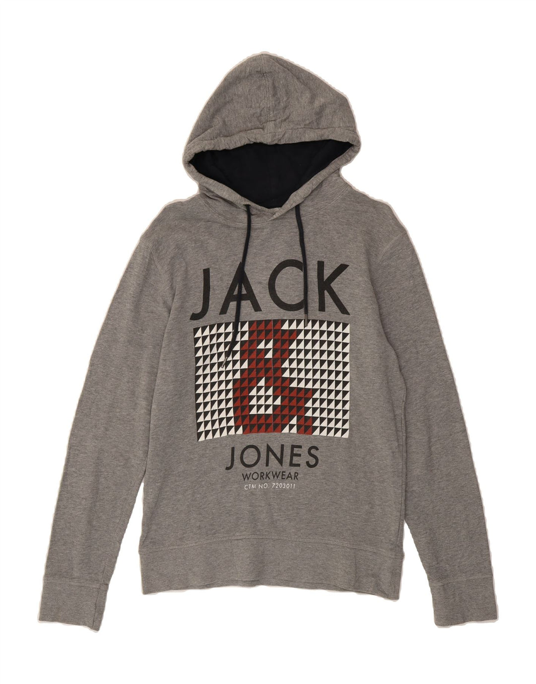 JACK & JONES Mens Graphic Hoodie Jumper Medium Grey Cotton Vintage Jack & Jones and Second-Hand Jack & Jones from Messina Hembry 