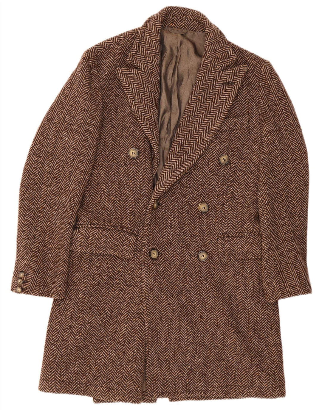 Пальто мужское двубортное Chinook IT 48 Medium Brown «Елочка»
