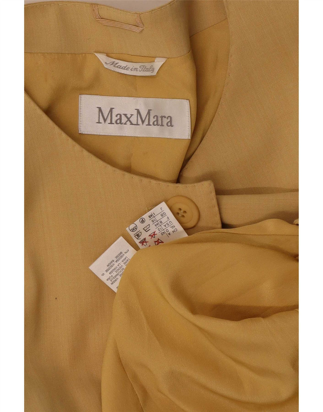 Женский удлиненный пиджак на 1 пуговице Max Mara, Великобритания 16, большой желтый цвет