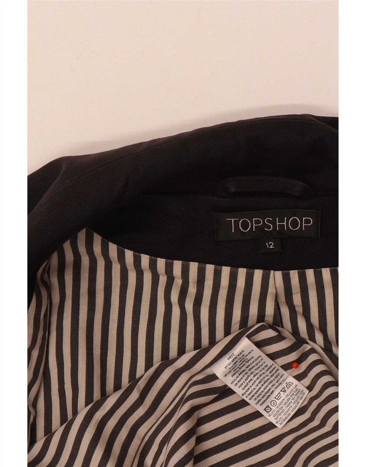 Женский двубортный пиджак Topshop UK 12, средний черный хлопковый пиджак