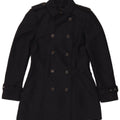 Женский двубортный тренч Zara UK 10, темно-синий, полиэстер, маленький размер