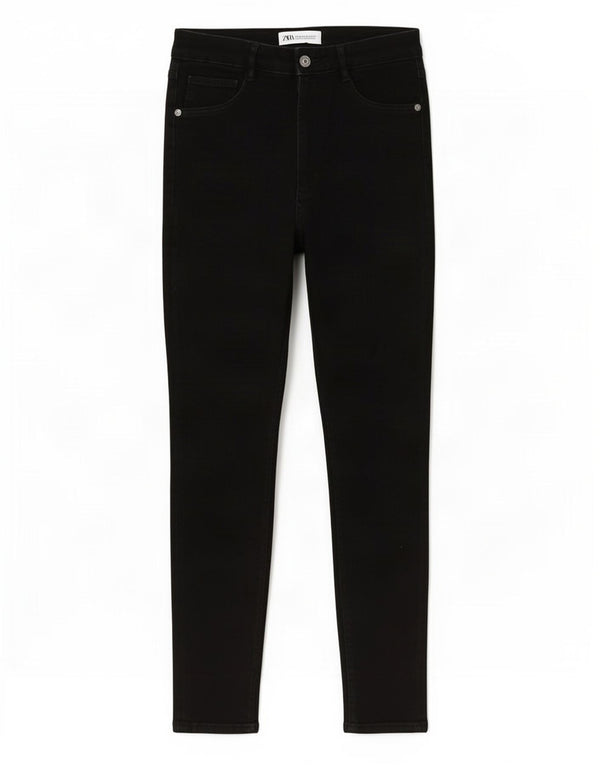 Женские джинсы скинни с высокой талией Zara EU 38, маленькие W28 L27, черные