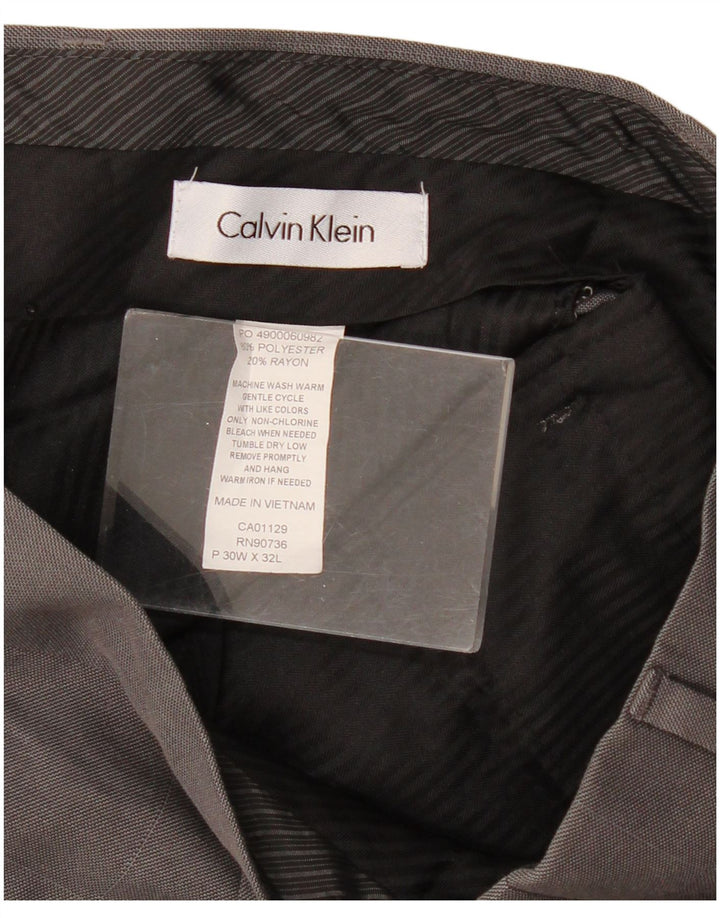 Мужские прямые костюмные брюки CALVIN KLEIN W30 L32, серые, полиэстер в клетку