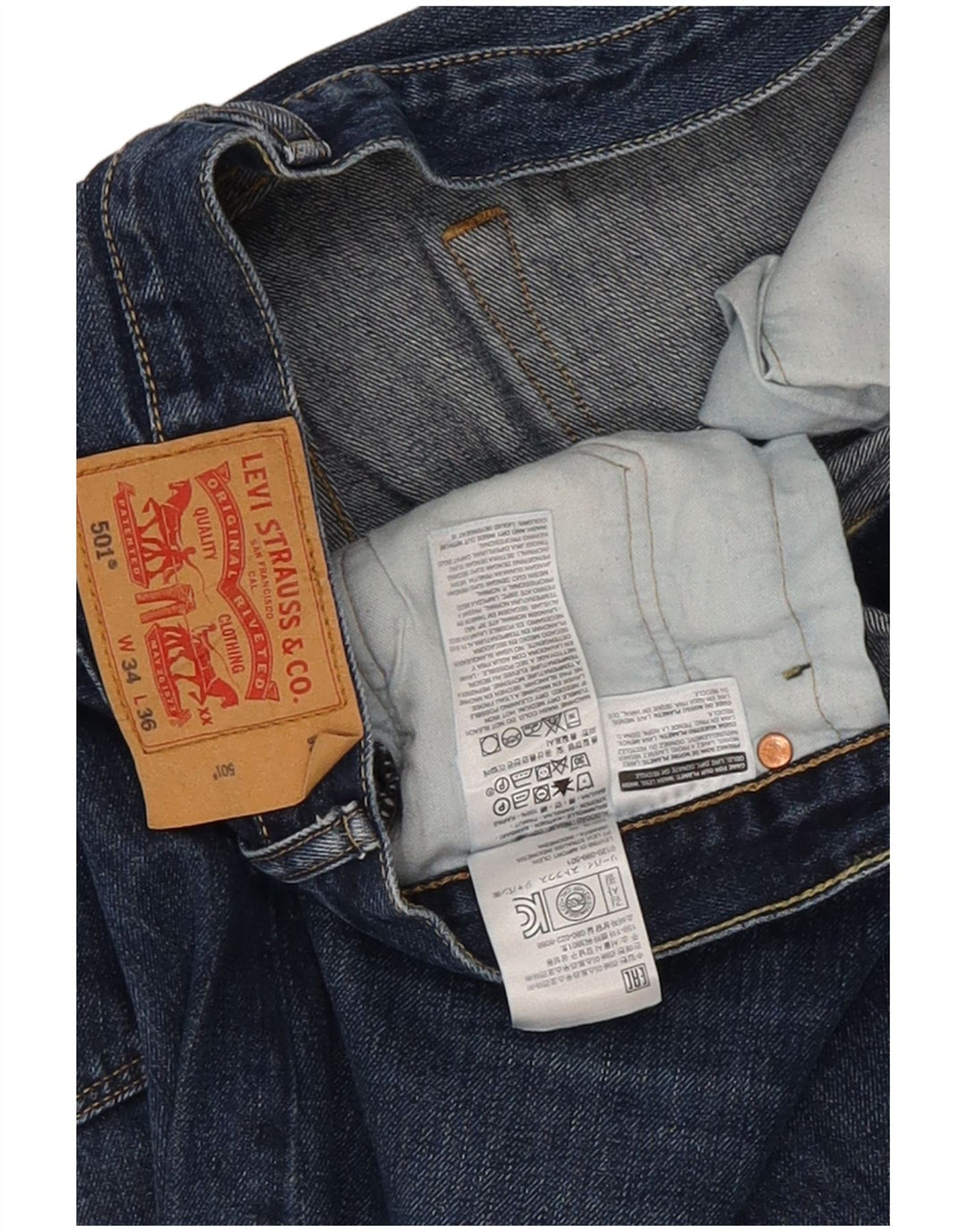 Мужские прямые джинсы Levi's 501 W34 L36 синие, хлопок